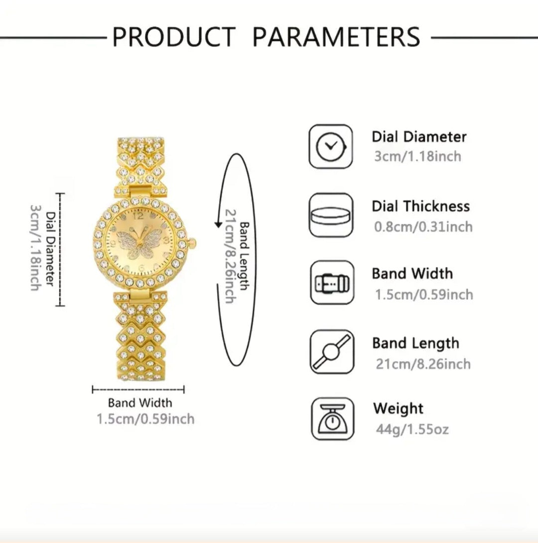BUTTERFLY WATCH & BRACELET SET
