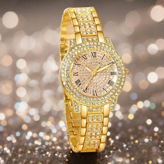 CRYSTAL QUARTZ ROMAN NUMERAL WATCH