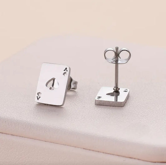 ACE SILVER STUD EARRINGS