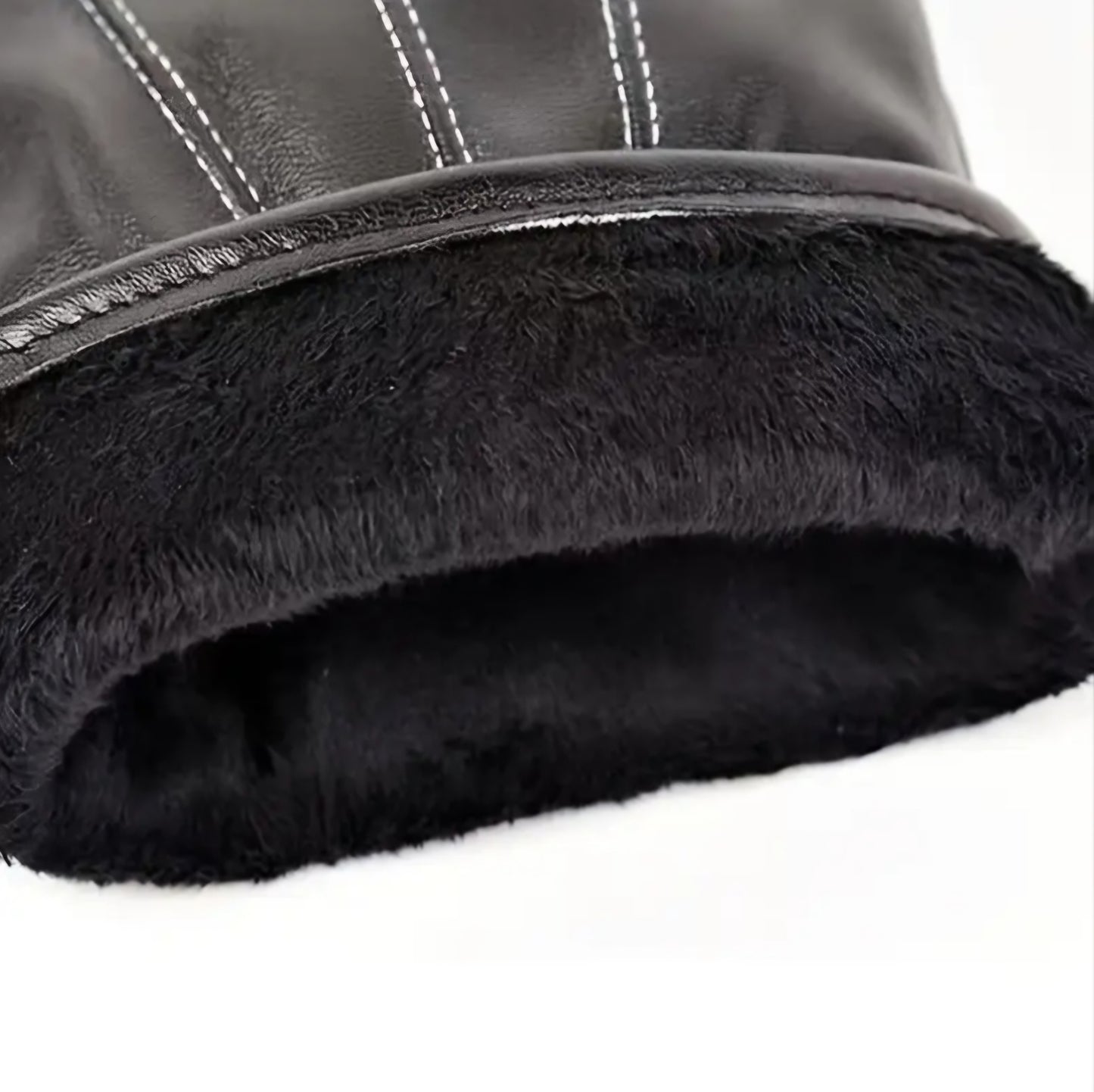 VELVET-LINED PU LEATHER GLOVES