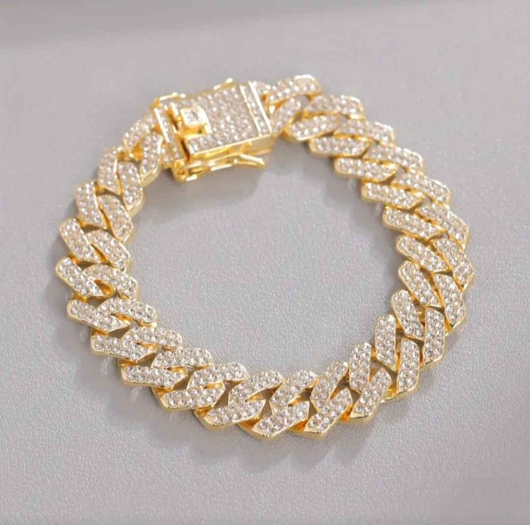 ICED OUT GOLD ROLLER STYLE BRACELET