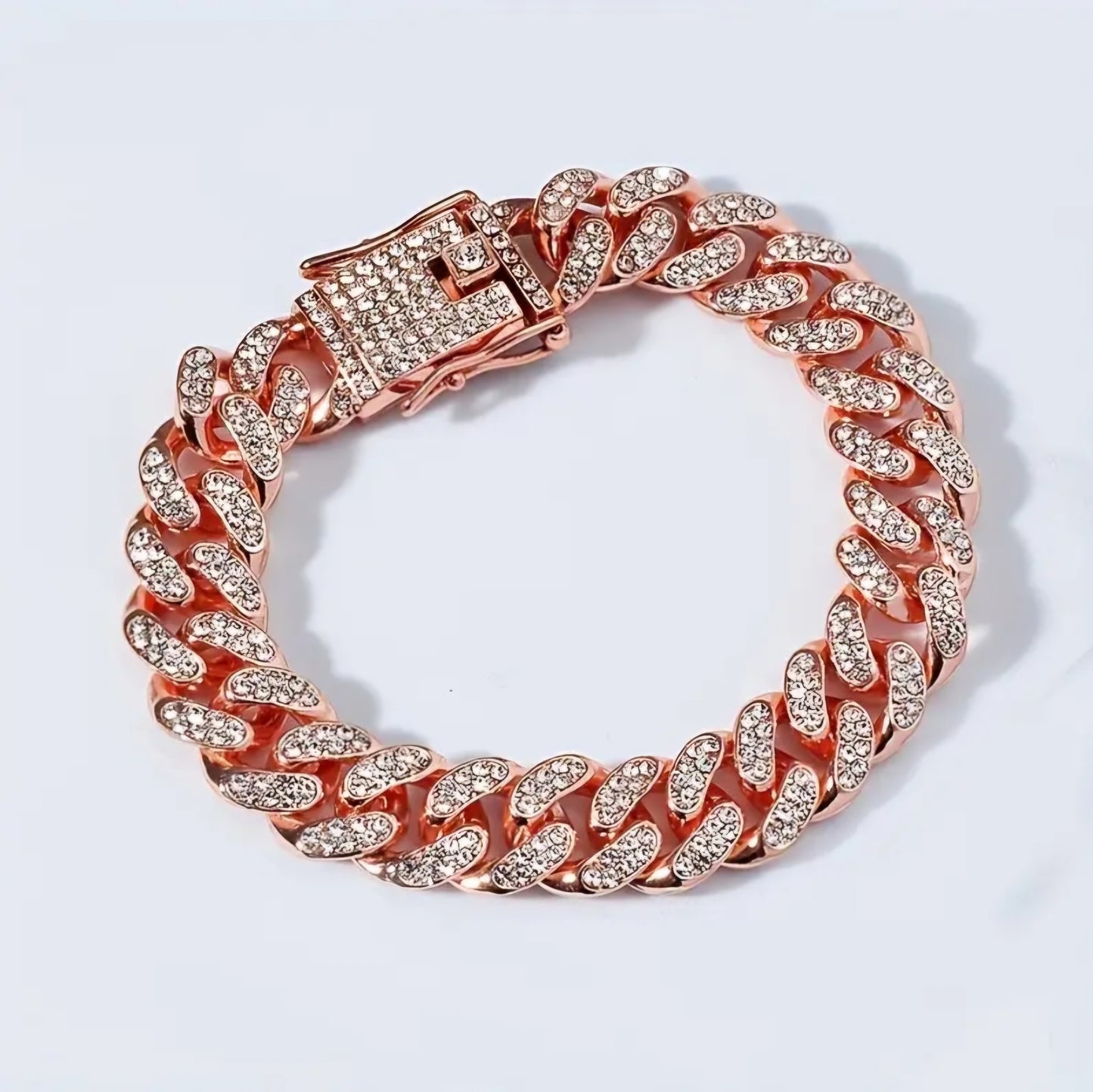 ICED OUT LOCK HEAD ROSE GOLDEN BRACLET