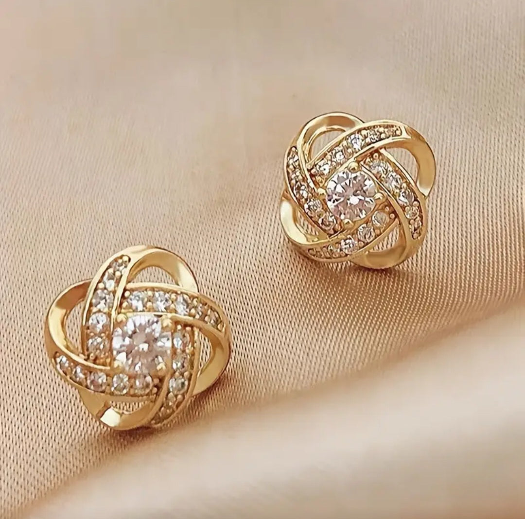 GOLD RINGSTONE STUD EARRINGS