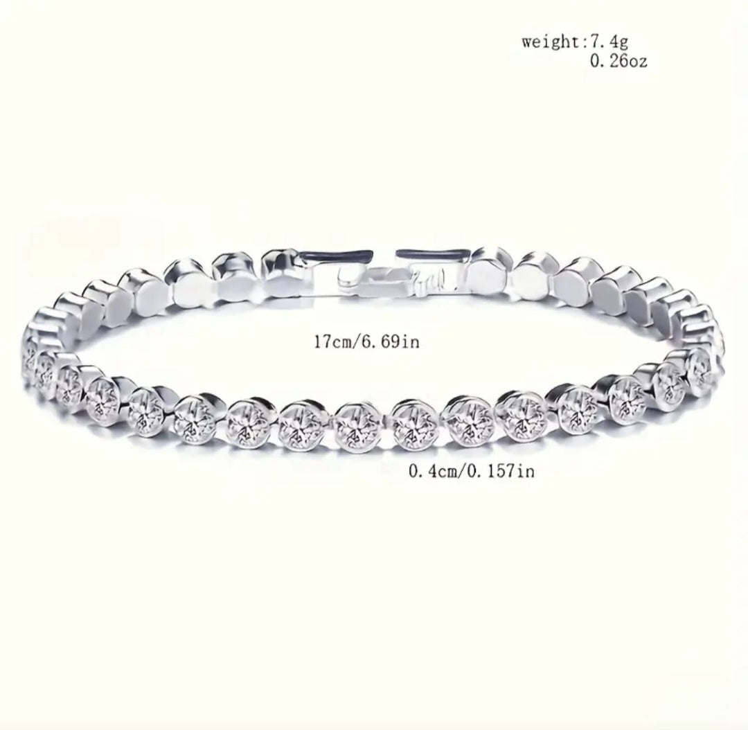 SILVER TENNIS BRACLET
