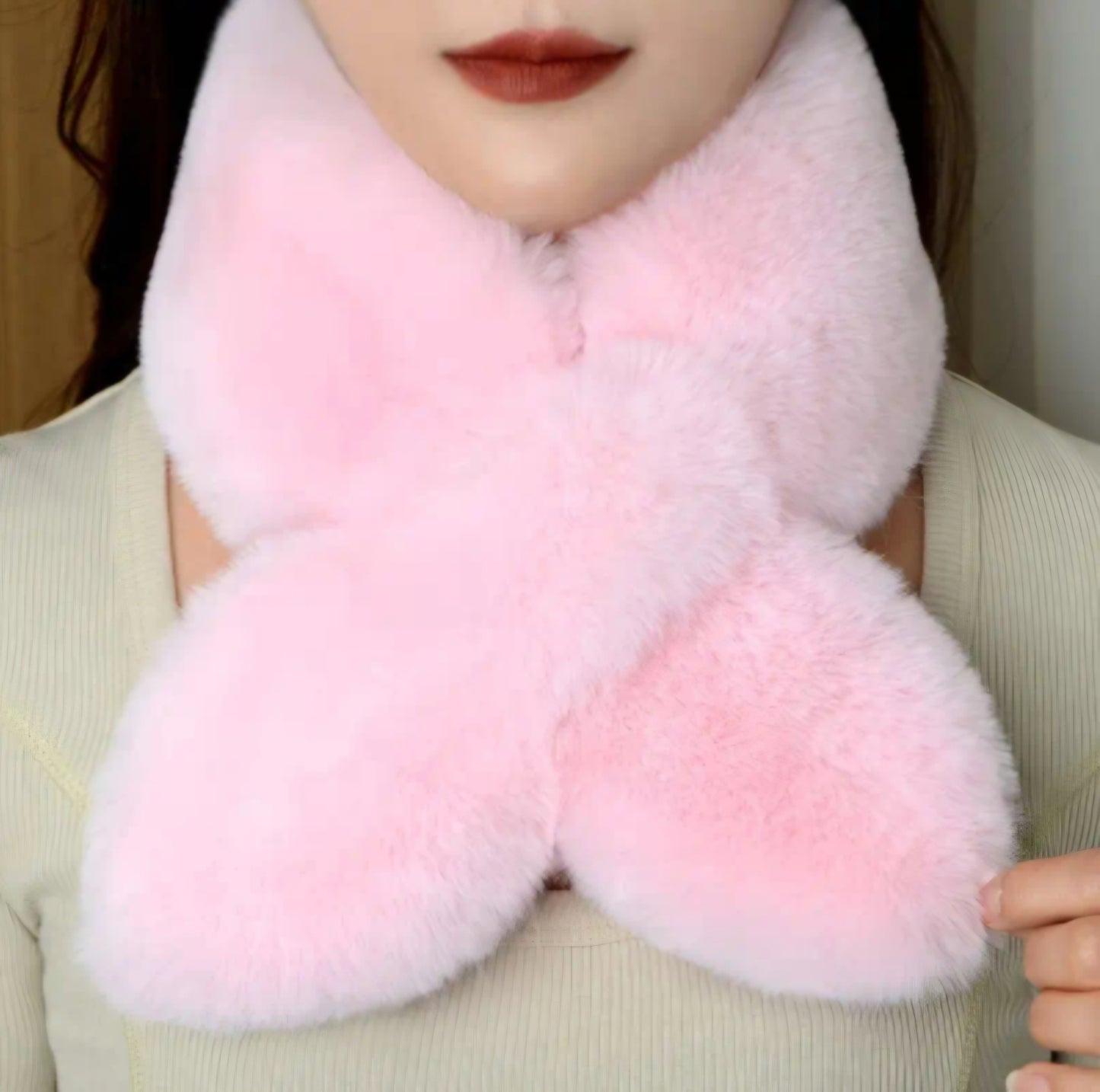 PINK PLUSH SCALF NECK-WARMER