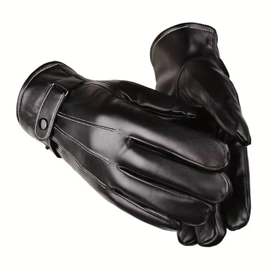 VELVET-LINED PU LEATHER GLOVES