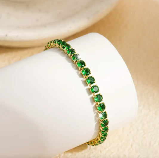 GOLD & GREEN STONE TENNIS BRACELET