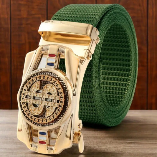 GREEN DOLLAR BLING BELT