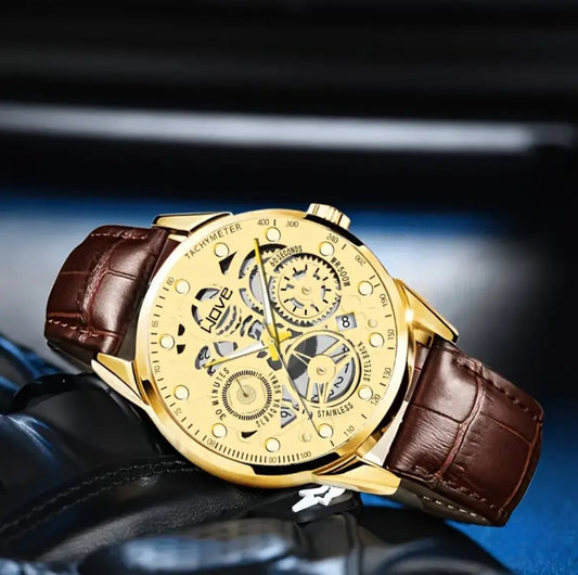 SKELTON GOLDEN TONE WAVE WATCH