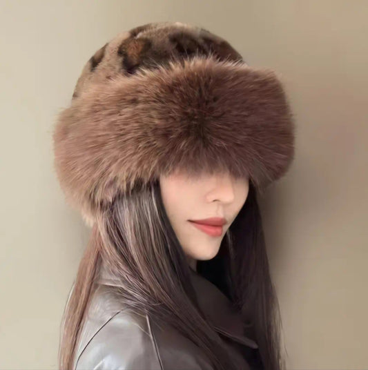 BROWN LEOPARD PRINT LUXURY HAT