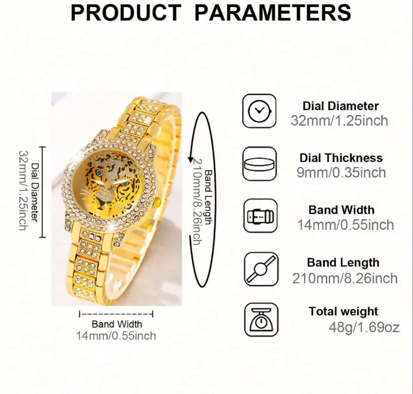 TIGER FACE BLING WATCH