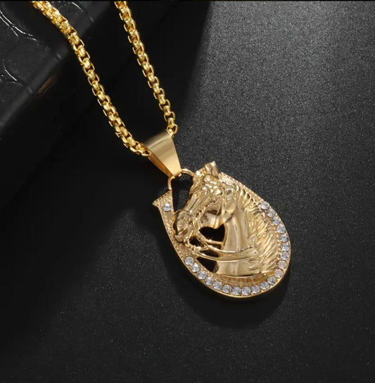 GOLDEN HORSE HEAD NECKLACE