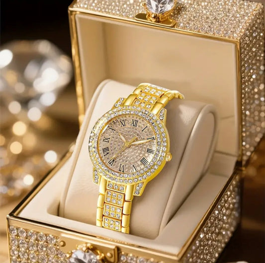 CRYSTAL QUARTZ ROMAN NUMERAL WATCH