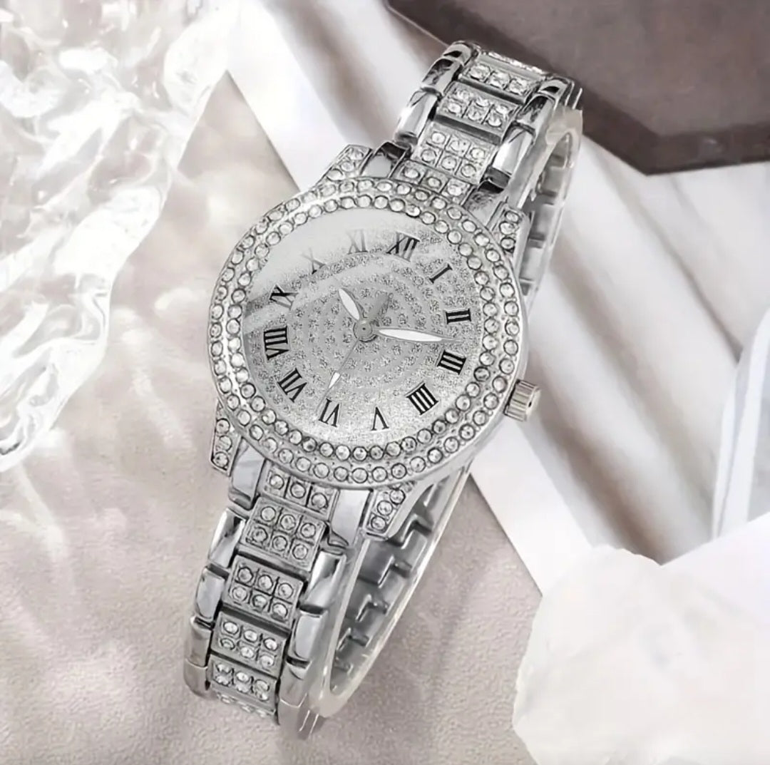 CRYSTAL QUARTZ ROMAN NUMERALS WATCH