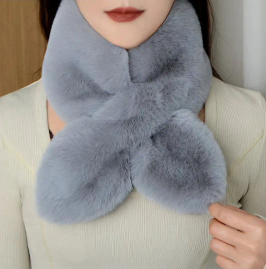 GREY PLUSH SCALF-NECK WARMER