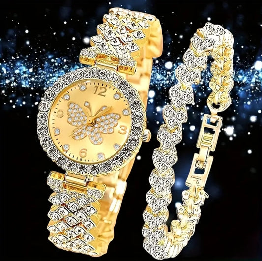 BUTTERFLY WATCH & BRACELET SET