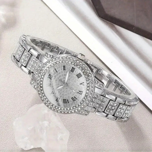 CRYSTAL QUARTZ ROMAN NUMERALS WATCH