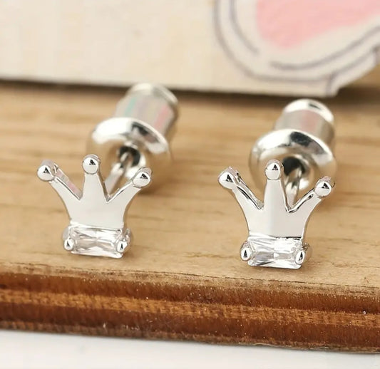 SILVER CROWN EARRINGS