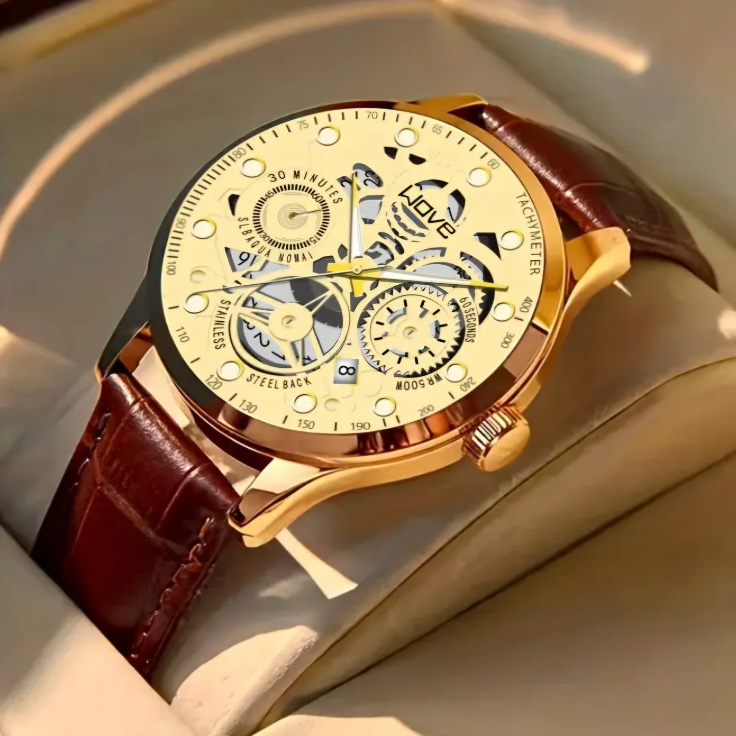 SKELTON GOLDEN TONE WAVE WATCH