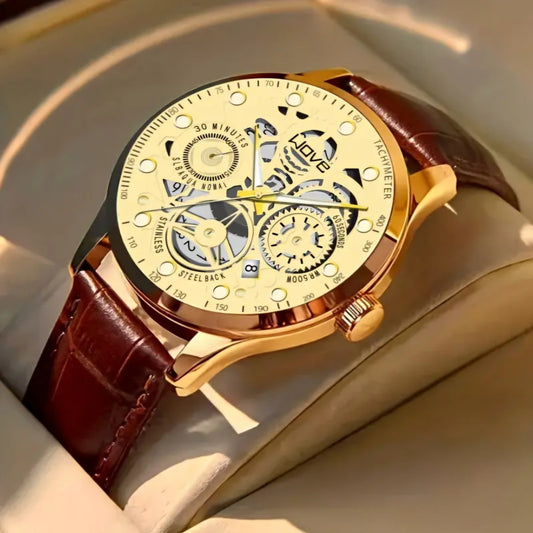 SKELTON GOLDEN TONE WAVE WATCH