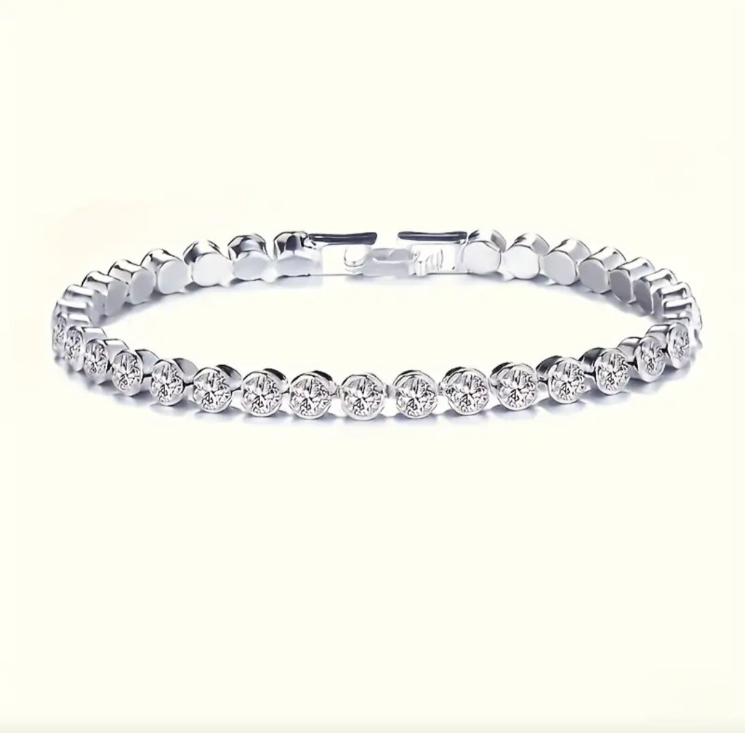 SILVER TENNIS BRACLET