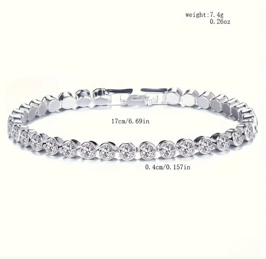 SILVER TENNIS BRACLET