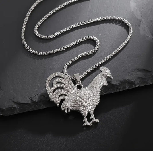 SILVER ROOSTER NECKLACE