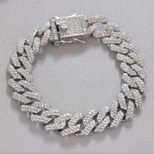 ICED OUT SILVER ROLLER STYLE BRACELET