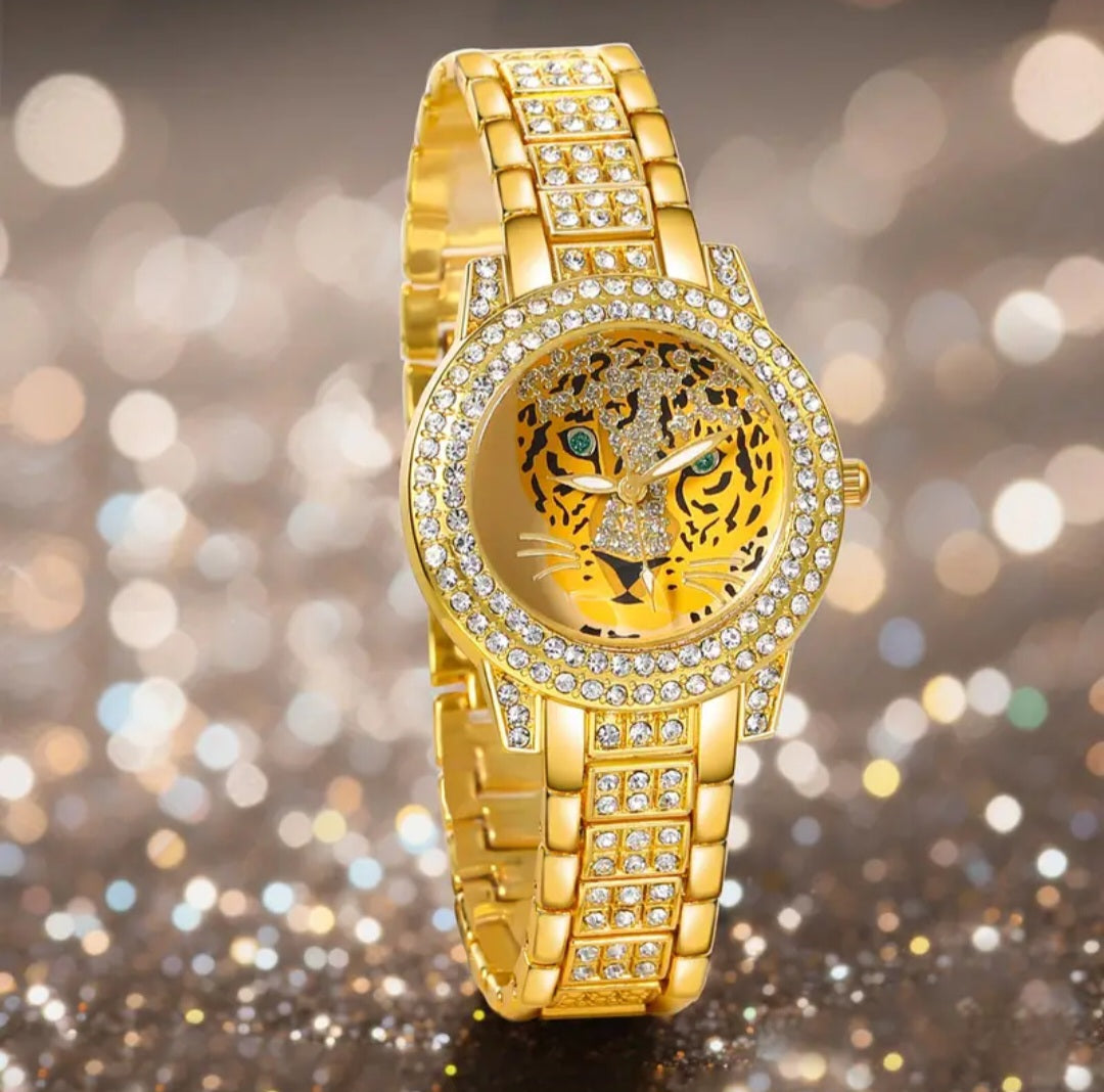 TIGER FACE BLING WATCH