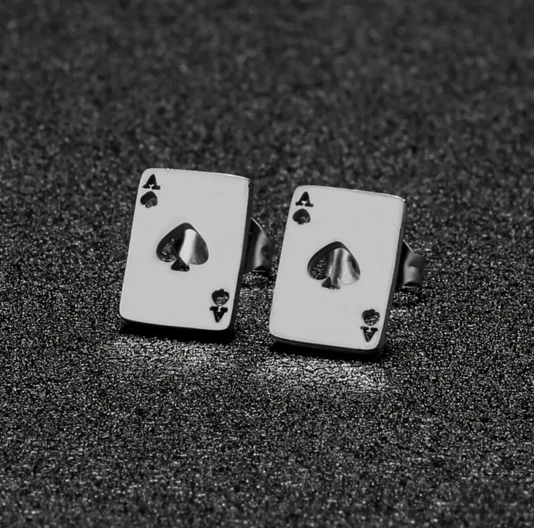 ACE SILVER STUD EARRINGS