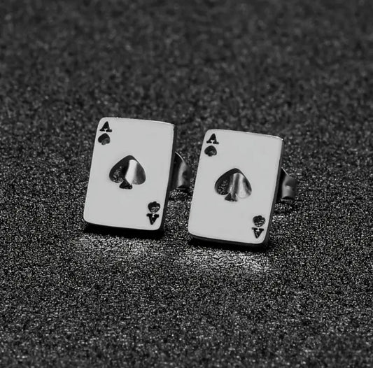 ACE SILVER STUD EARRINGS