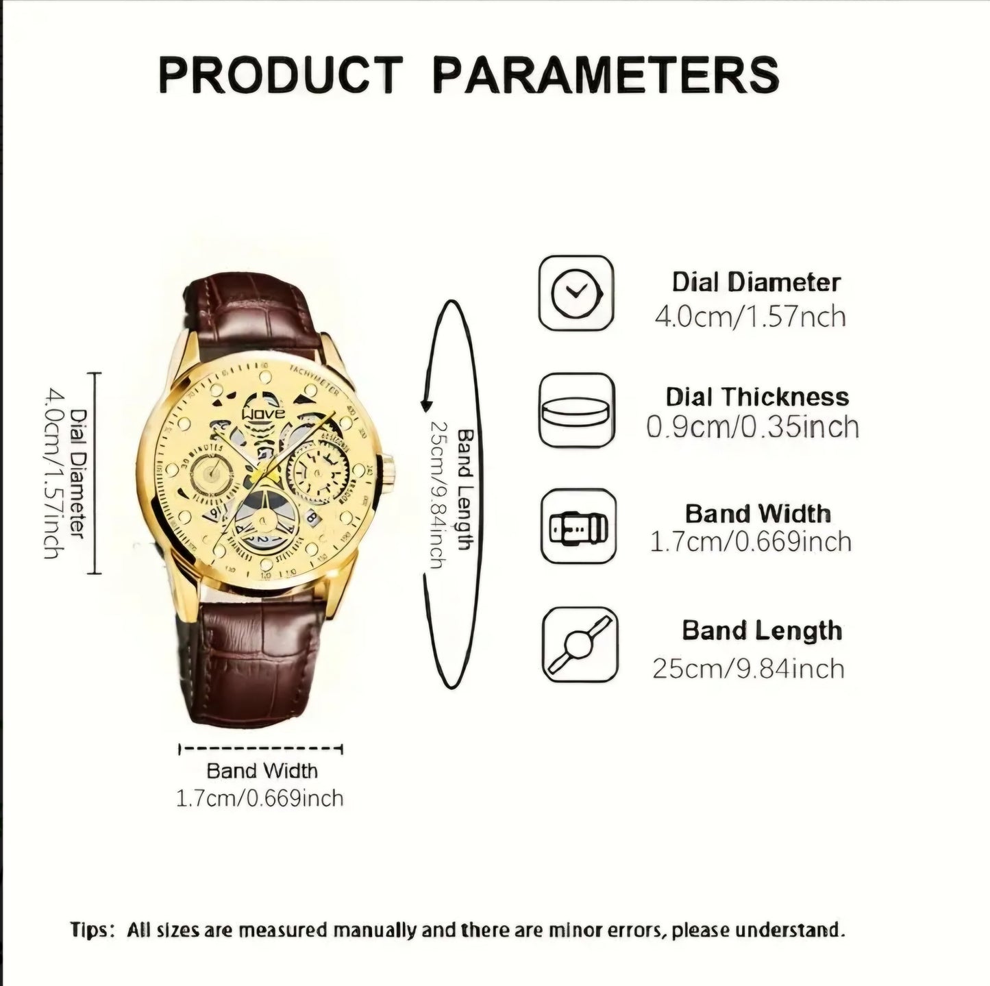 SKELTON GOLDEN TONE WAVE WATCH