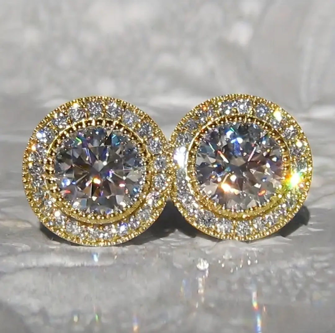 GOLDEN SPARKLING CUBIC EARRINGS