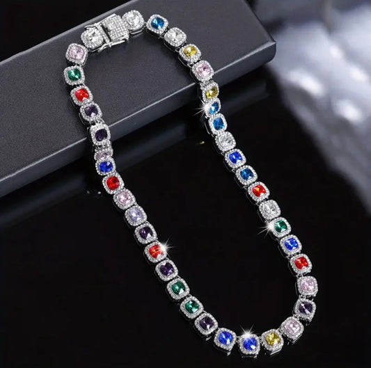 SILVER GEMSTONE NECKLASE