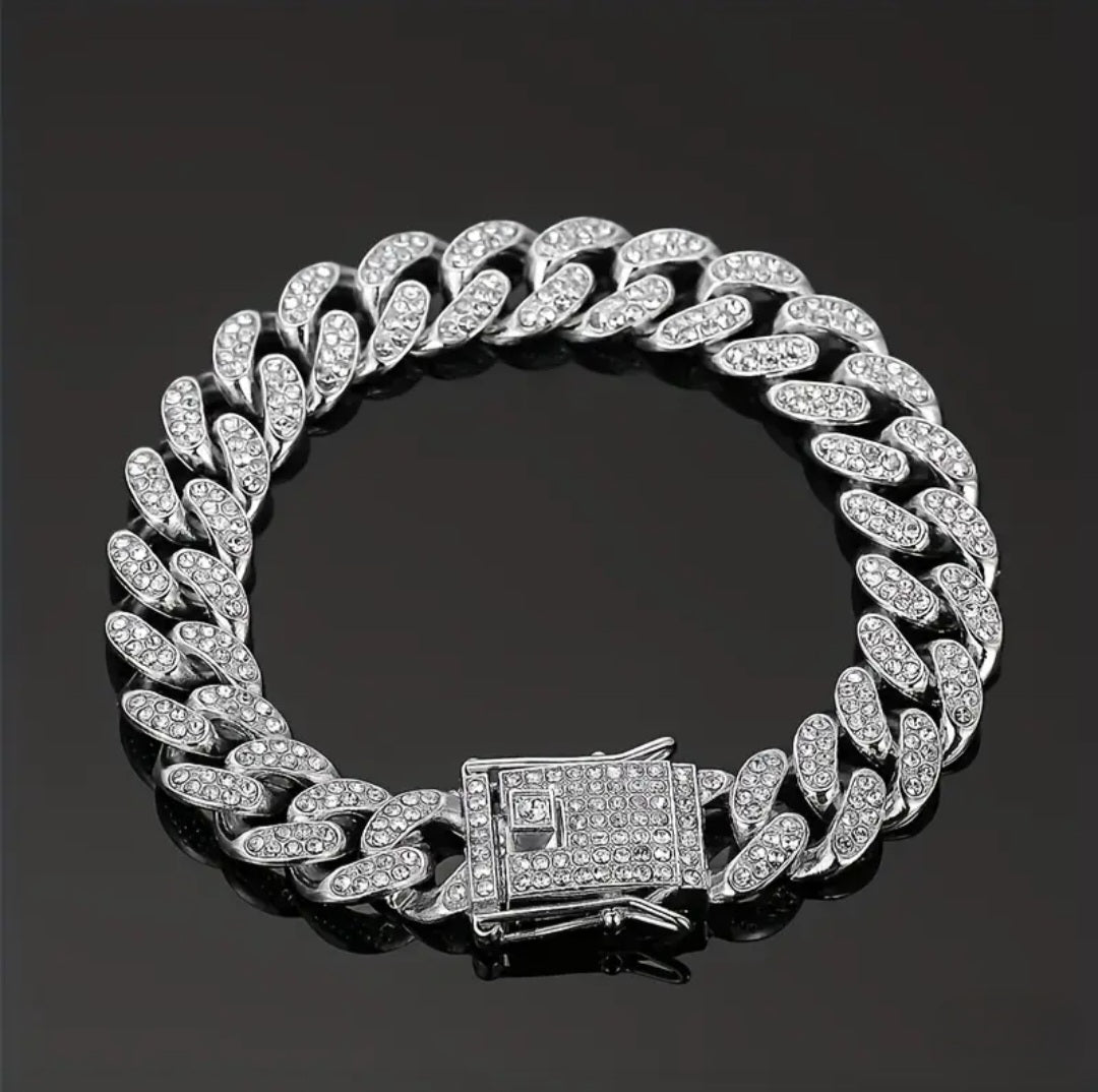 ICED CUBAN LOCK HEAD BRACELET